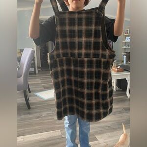 Overall flannel pattern dress